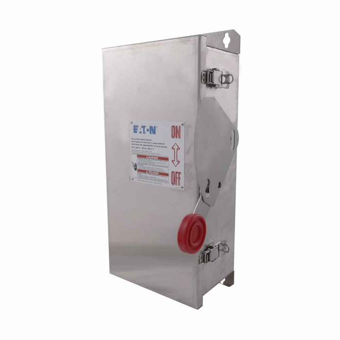 Eaton DH222NWK Heavy duty single-throw fused safety switch, Corrosion resistant, 60 A, NEMA 4X, Grade 316 stainless steel, Neutral, Two-pole, Three-wire, 240 V, Max Hp: 3, 7.5 hp/10, 15 hp/10 hp (1,3PH @ Std fuse/time delay/250 Vdc), #14-#2 Cu/Al