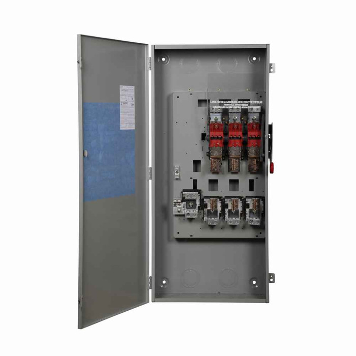 Eaton DH266FGK-LS Heavy duty single-throw fused safety switch, 600 A, NEMA 1, Painted steel, Class H, Fusible without neutral, Two-pole, Two-wire, 600 V, Max Hp: 50 at 250 Vdc, (1)#2-(1)600 kcmil and (1)#1/0-(1)750 kcmil Cu/Al
