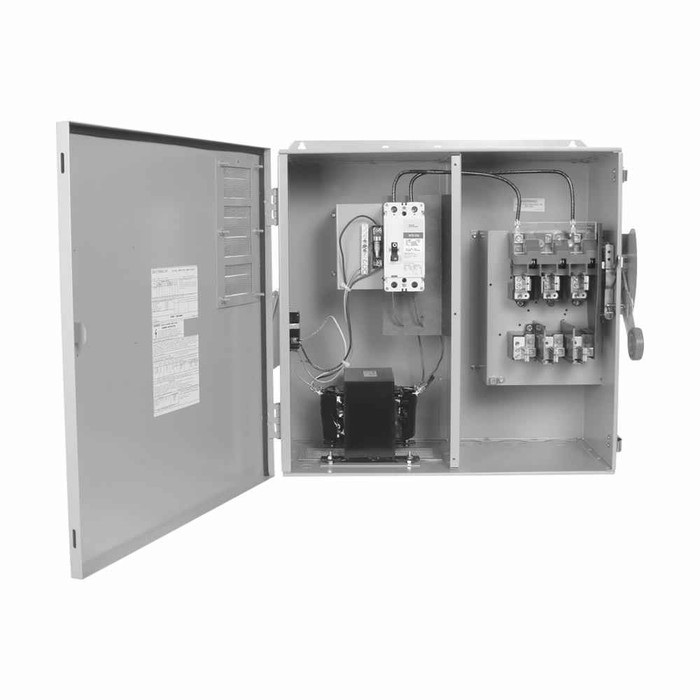 Eaton DH322FRKA1240 Heavy Duty Safety Switch, Single-Throw, 60A, 240V, Three-pole, Three-wire, Fusible without neutral, NEMA 3R, 240 V auxiliary circuit, Painted galvanized steel, Class H fuses, 15A GFI receptacle