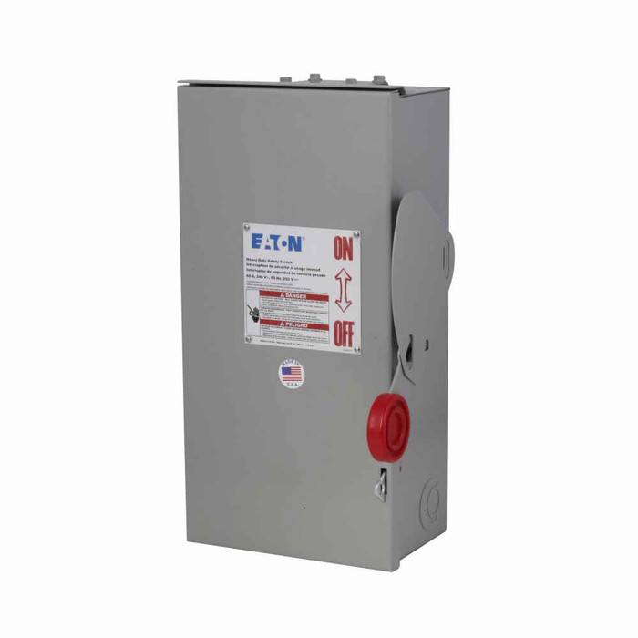 Eaton DH361FRKV Custom single-throw fused safety switch, Visible blades, 30 A, NEMA 3R, Painted galvanized steel, Class H, Fusible without neutral, Three-pole, Three-wire, 600 V, Max Hp: 7.5, 10/ 15, 20 hp (1/3PH @480, 600 V), #14-#2 Cu/Al