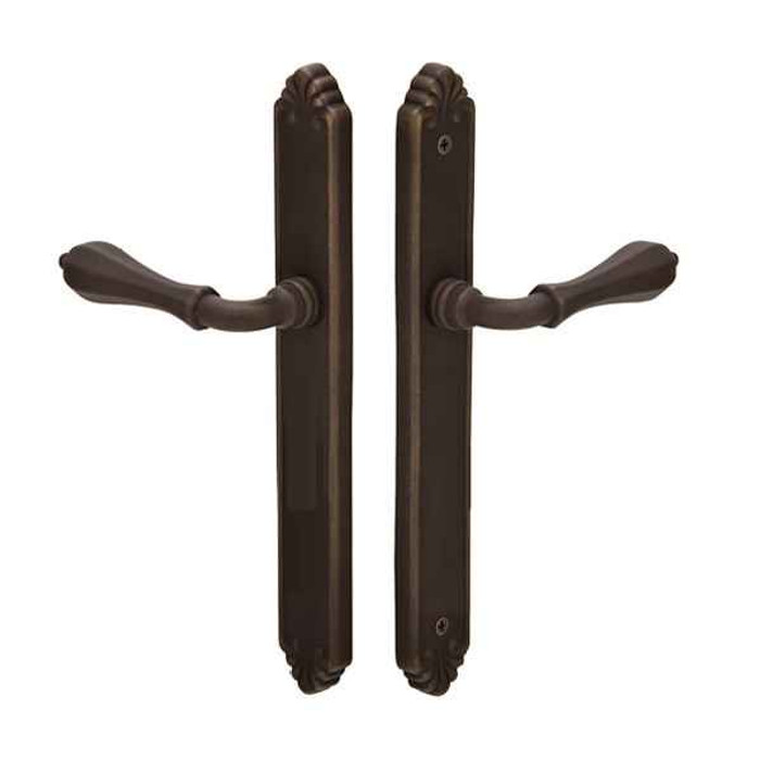 Emtek Emtek 1134 Multi Point Lock Trim (Door Config #1) - Lost Wax Cast Bronze Plates, Tuscany Style (1.5" x 11-1/8"), Non-Keyed Fixed Handle Outside, Operating Handle Inside (for Semi-Active Door) EMTEK-1134