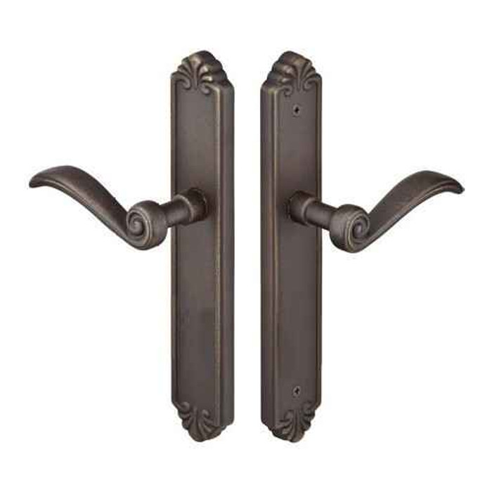 Emtek Emtek 1144 Multi Point Lock Trim (Door Config #1) - Lost Wax Cast Bronze Plates, Tuscany Style (2" x 10.5"), Non-Keyed Fixed Handle Outside, Operating Handle Inside (for Semi-Active Door) EMTEK-1144