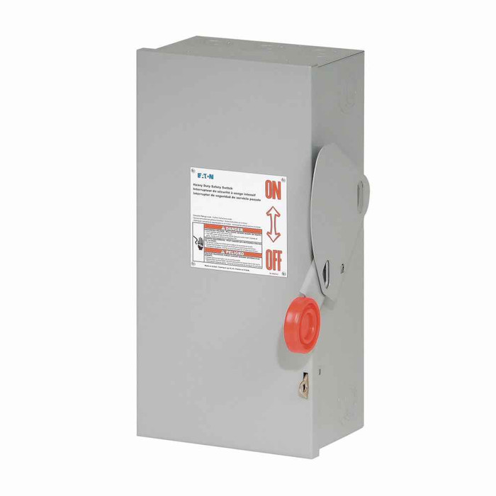 Eaton DH361URK-RS-CSA Custom single-throw non-fused safety switch, Single-throw, 30A, NEMA 3R, Painted galvanized steel, Non-fusible, Three-pole, 7.5 at 480 Vac TD 1 Ph, 10 at 600 Vac TD 1 Ph, 10 at 240 Vac TD 3 Ph, 20 at 480 Vac TD 3 Ph