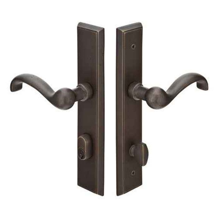 Emtek Emtek 1161 Multi Point Lock Trim (Door Config #1) - Sandcast Bronze Plates, Rectangular Style (2" x 10"), Keyed with American Cylinder Hub BELOW Handle EMTEK-1161