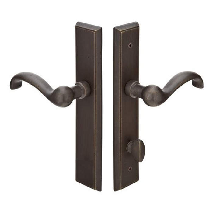 Emtek 1163 Multi Point Lock Trim (Door Config #1) - Sandcast Bronze Plates, Rectangular Style (2" x 10"), Non-Keyed American Style Thumbturn Inside