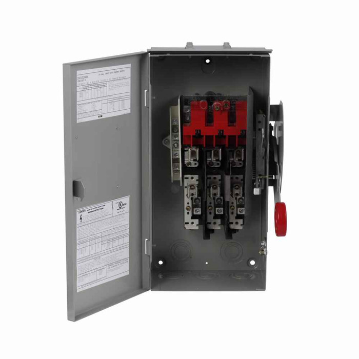 Eaton DH362FRK-CSA Heavy duty single-throw fused safety switch, 60 A, NEMA 3R, Painted galvanized steel, Class H, Fusible without neutral, Three-pole, Three-wire, 600 V, Max Hp: 20, 25/ 30, 50 hp (1/3PH @480, 600 V), #14-#2 Cu/Al
