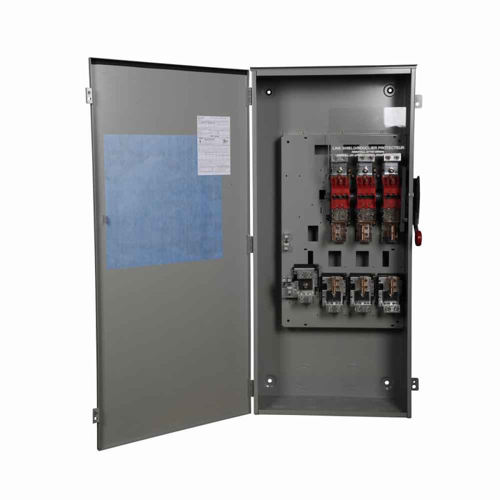 Eaton DH327FRKV Heavy duty single-throw fused safety switch, Enhanced visible blade, 800 A, NEMA 3R, Painted galvanized steel, Class L, Fusible without neutral, Three-pole, Three-wire, 240 V, Max Hp: 100 hp (3PH @Std), (4)#1/0-(4)750 kcmil Al