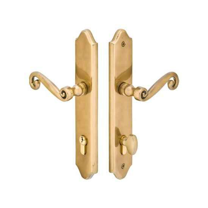 Emtek Emtek 1181 Multi Point Lock Trim (Door Config #1) - Brass Plates, Concord Style (2" x 10.5"), Keyed with American Cylinder Hub BELOW Handle EMTEK-1181