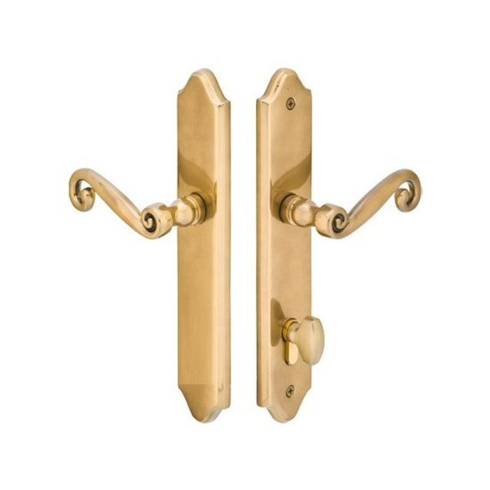 Emtek 1183 Multi Point Lock Trim (Door Config #1) - Brass Plates, Concord Style (2" x 10.5"), Non-Keyed American Style Thumbturn Inside