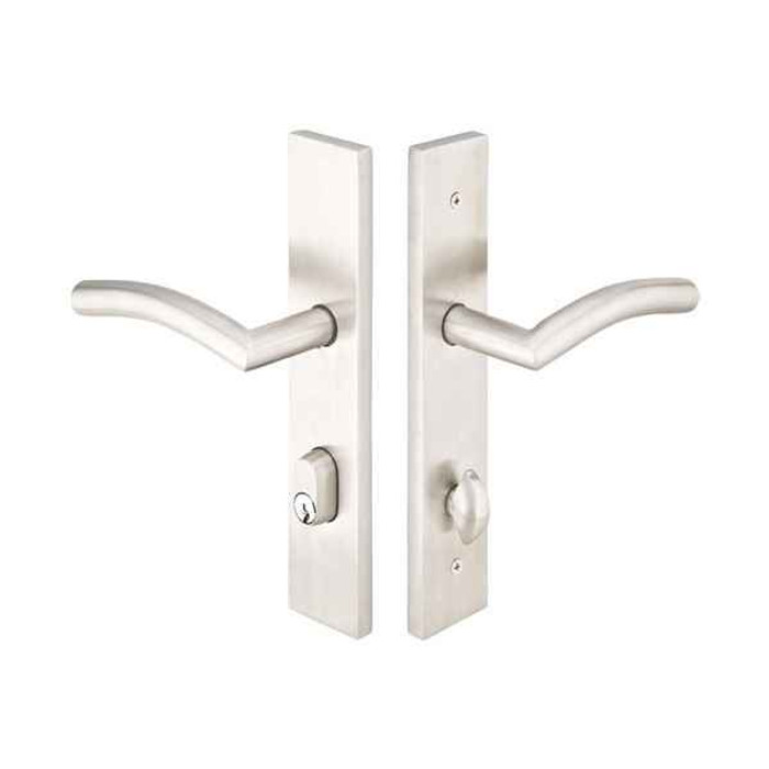 Emtek Emtek 11B1 Multi Point Lock Trim (Door Config #1) - Stainless Steel Plates, Modern Style (2" x 10"), Keyed with American Cylinder Hub BELOW Handle EMTEK-11B1-SS