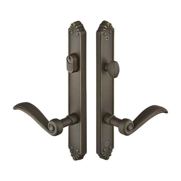 Emtek Emtek 1231 Multi Point Lock Trim (Door Config #2) - Lost Wax Cast Bronze Plates, Tuscany Style (1.5" x 11-1/8"), Keyed with American Cylinder Hub ABOVE Handle EMTEK-1231