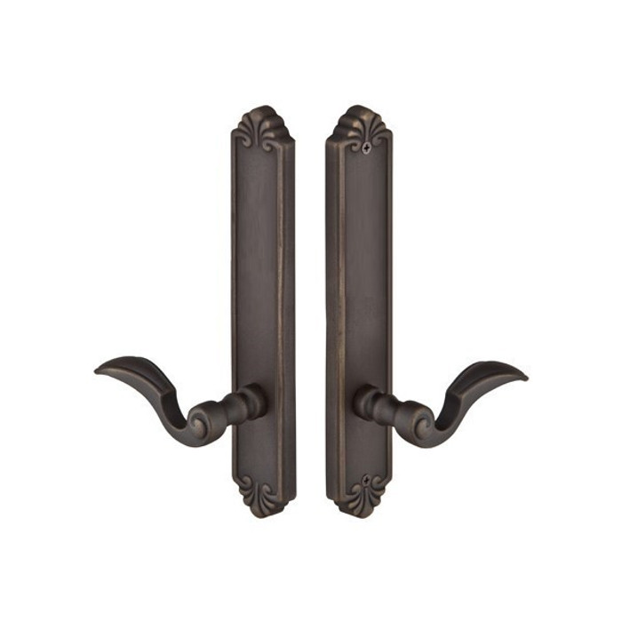 Emtek 1245 Multi Point Lock Trim (Door Config #2) - Lost Wax Cast Bronze Plates, Tuscany Style (2" x 10.5"), Dummy Pair