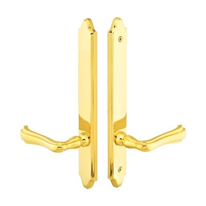 Emtek 1272 Multi Point Lock Trim (Door Config #2) - Brass Plates, Concord Style (1.5" x 11"), Non-Keyed Passage