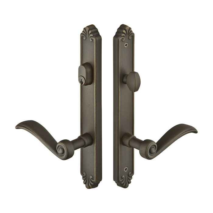 Emtek Emtek 1331 Multi Point Lock Trim (Door Config #3) - Lost Wax Cast Bronze Plates, Tuscany Style (1.5" x 11-1/8"), Keyed with American Cylinder Hub ABOVE Handle EMTEK-1331