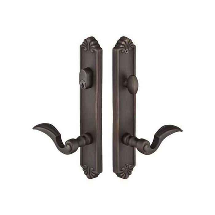 Emtek Emtek 1341 Multi Point Lock Trim (Door Config #3) - Lost Wax Cast Bronze Plates, Tuscany Style (2" x 10.5"), Keyed with American Cylinder Hub ABOVE Handle EMTEK-1341