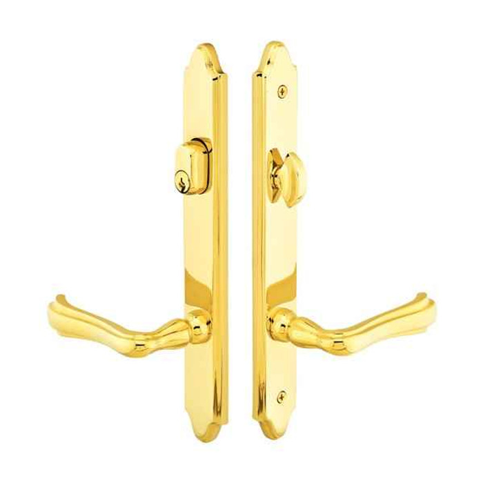 Emtek Emtek 1371 Multi Point Lock Trim (Door Config #3) - Brass Plates, Concord Style (1.5" x 11"), Keyed with American Cylinder Hub ABOVE Handle EMTEK-1371