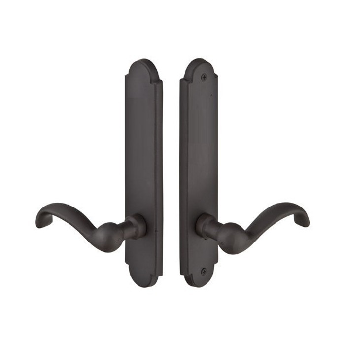 Emtek 1425 Multi Point Lock Trim (Door Config #4) - Sandcast Bronze Plates, Arched Style (2" x 10"), Dummy Pair