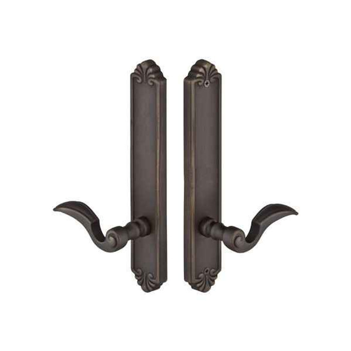 Emtek Emtek 1444 Multi Point Lock Trim (Door Config #4) - Lost Wax Cast Bronze Plates, Tuscany Style (2" x 10.5"), Non-Keyed Fixed Handle Outside, Operating Handle Inside (for Semi-Active Door) EMTEK-1444