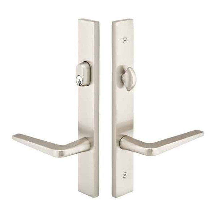 Emtek Emtek 14A1 Multi Point Lock Trim (Door Config #4) - Brass Plates, Modern Style (1.5" x 11"), Keyed with American Cylinder Hub ABOVE Handle EMTEK-14A1