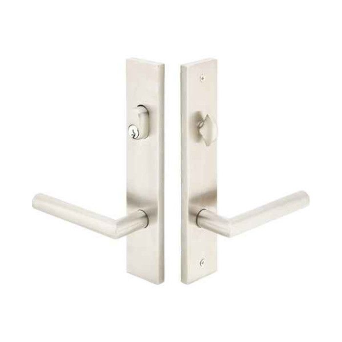 Emtek Emtek 14B1 Multi Point Lock Trim (Door Config #4) - Stainless Steel Plates, Modern Style (2" x 10"), Keyed with American Cylinder Hub ABOVE Handle EMTEK-14B1-SS
