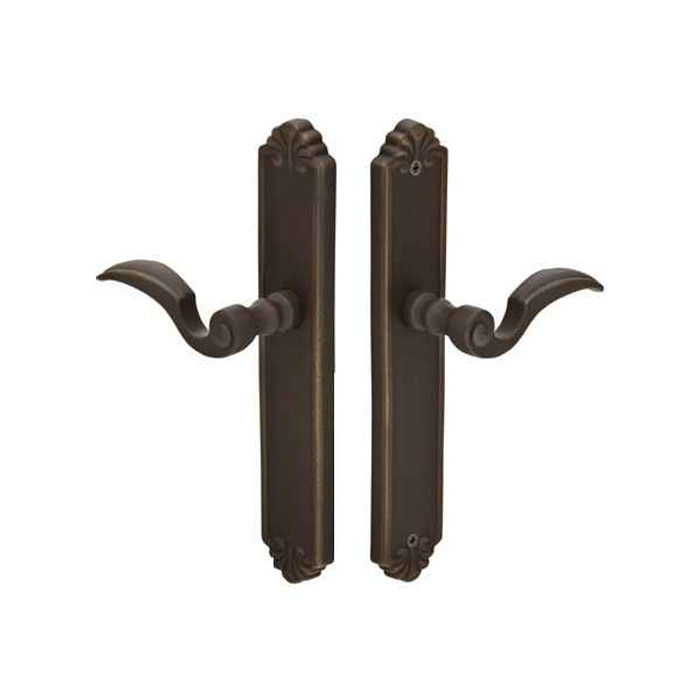 Emtek Emtek 1544 Multi Point Lock Trim (Door Config #5) - Lost Wax Cast Bronze Plates, Tuscany Style (2" x 10.5"), Non-Keyed Fixed Handle Outside, Operating Handle Inside (for Semi-Active Door) EMTEK-1544