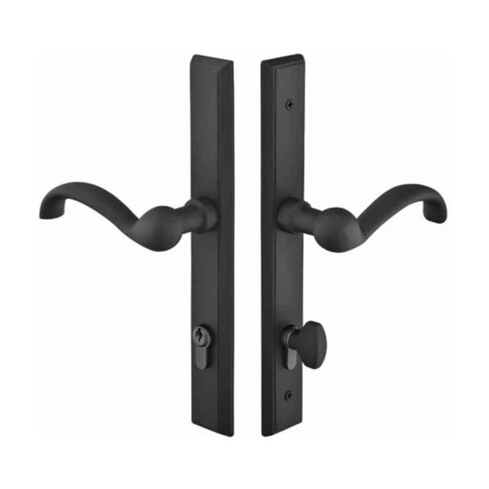 Emtek Emtek 1551 Multi Point Lock Trim (Door Config #5) - Sandcast Bronze Plates, Rectangular Style (1.5" x 11"), Keyed with Euro Cylinder Hub BELOW Handle EMTEK-1551