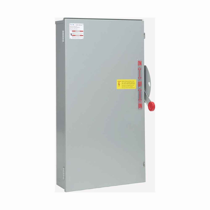 Eaton DT364FRK Heavy duty double-throw safety switch, 200 A, NEMA 3R, Painted galvanized steel, Class H fuses, Fusible without neutral, Three-pole, Three-wire, K-series, 600 V