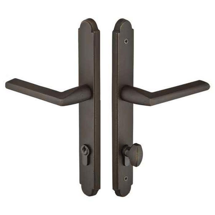 Emtek Emtek 1571 Multi Point Lock Trim (Door Config #5) - Brass Plates, Concord Style (1.5" x 11"), Keyed with Euro Cylinder Hub BELOW Handle EMTEK-1571