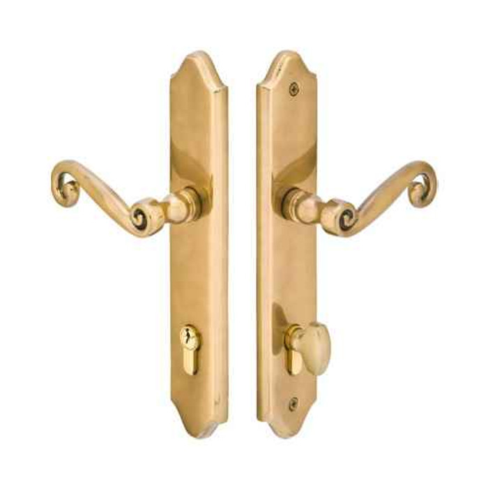 Emtek Emtek 1581 Multi Point Lock Trim (Door Config #5) - Brass Plates, Concord Style (2" x 10.5"), Keyed with Euro Cylinder Hub BELOW Handle EMTEK-1581