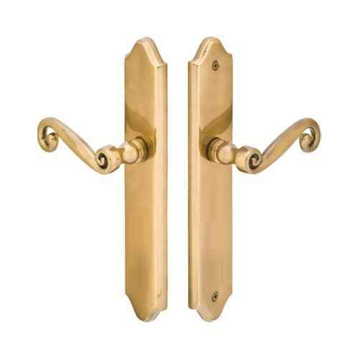 Emtek Emtek 1584 Multi Point Lock Trim (Door Config #5) - Brass Plates, Concord Style (2" x 10.5"), Non-Keyed Fixed Handle Outside, Operating Handle Inside (for Semi-Active Door) EMTEK-1584