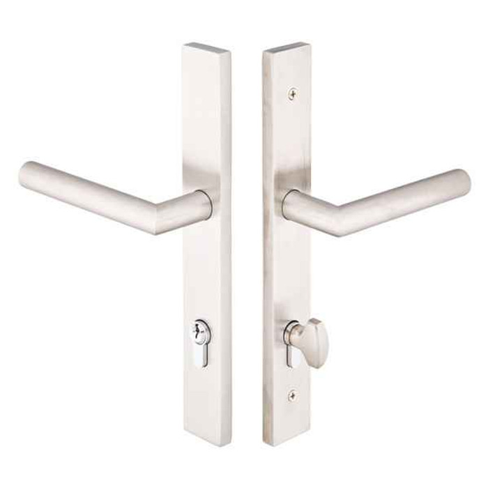 Emtek Emtek 15A1 Multi Point Lock Trim (Door Config #5) - Stainless Steel Plates, Modern Style (1.5" x 11"), Keyed with Euro Cylinder Hub BELOW Handle EMTEK-15A1-SS