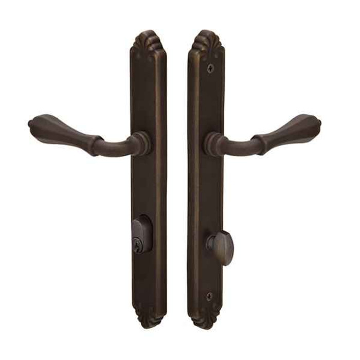 Emtek Emtek 1631 Multi Point Lock Trim (Door Config #6) - Lost Wax Cast Bronze Plates, Tuscany Style (1.5" x 11-1/8"), Keyed with American Cylinder Hub BELOW Handle EMTEK-1631