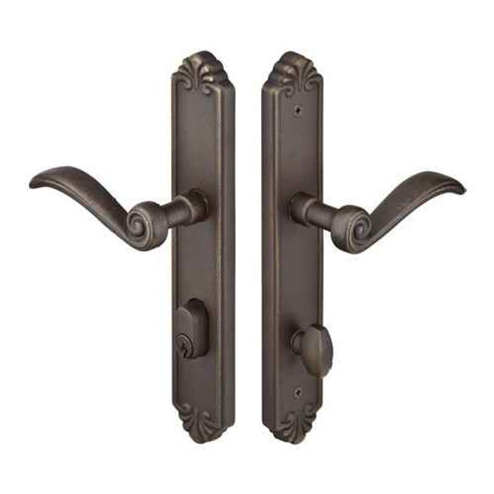 Emtek Emtek 1641 Multi Point Lock Trim (Door Config #6) - Lost Wax Cast Bronze Plates, Tuscany Style (2" x 10.5"), Keyed with American Cylinder Hub BELOW Handle EMTEK-1641