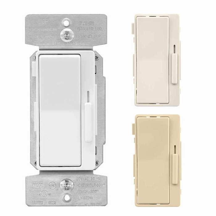 Eaton DUL06P-C2 decorator dimmer, Universal decorator dimmer w/ preset White/Ivory/Light Almond