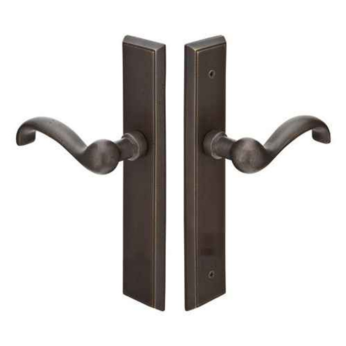 Emtek Emtek 1664 Multi Point Lock Trim (Door Config #6) - Sandcast Bronze Plates, Rectangular Style (2" x 10"), Non-Keyed Fixed Handle Outside, Operating Handle Inside (for Semi-Active Door) EMTEK-1664