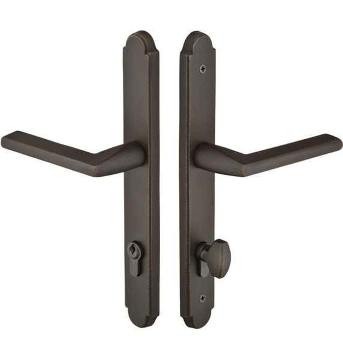 Emtek Emtek 1671 Multi Point Lock Trim (Door Config #6) - Brass Plates, Concord Style (1.5" x 11"), Keyed with American Cylinder Hub BELOW Handle EMTEK-1671