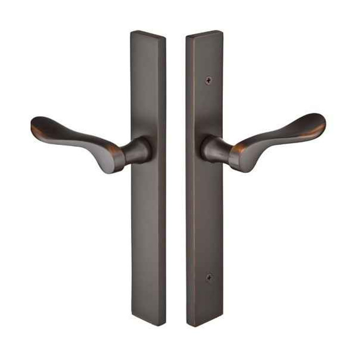 Emtek Emtek 16A4 Multi Point Lock Trim (Door Config #6) - Brass Plates, Modern Style (1.5" x 11"), Non-Keyed Fixed Handle Outside, Operating Handle Inside (for Semi-Active Door) EMTEK-16A4