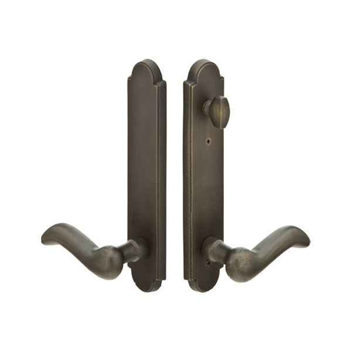 Emtek Emtek 1726 Multi Point Lock Trim (Door Config #7) - Sandcast Bronze Plates, Modern Style (2" x 10"), Non-Keyed American Style Thumbturn Inside, Fixed Handles EMTEK-1726