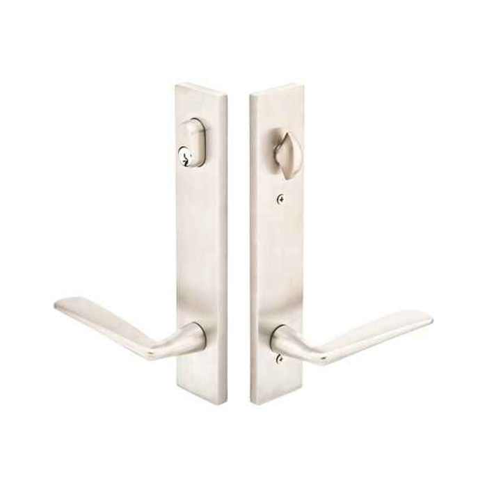 Emtek Emtek 17B1 Multi Point Lock Trim (Door Config #7) - Brass Plates, Modern Style (2" x 10"), Keyed with American Cylinder Hub ABOVE Handle EMTEK-17B1