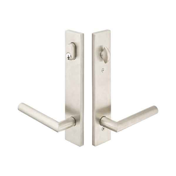 Emtek Emtek 17B1 Multi Point Lock Trim (Door Config #7) - Stainless Steel Plates, Modern Style (2" x 10"), Keyed with American Cylinder Hub ABOVE Handle EMTEK-17B1-SS