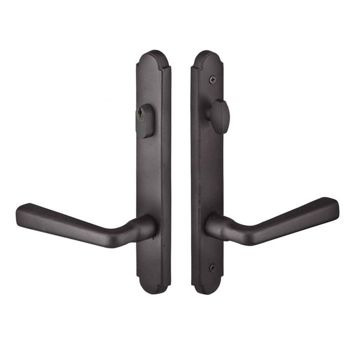 Emtek Emtek 1811 Multi Point Lock Trim (Door Config #8) - Sandcast Bronze Plates, Arched Style (1.5" x 11"), Keyed with American Cylinder Hub ABOVE Handle EMTEK-1811