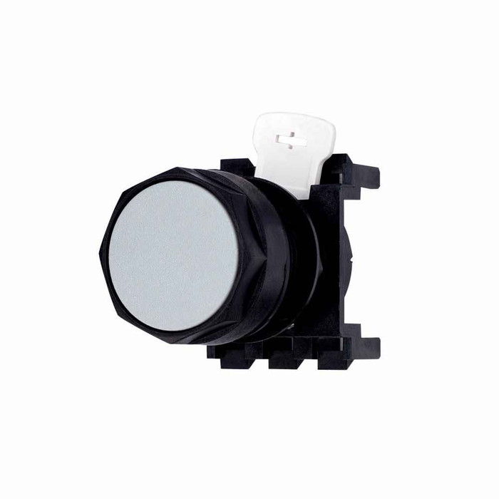 Eaton E22PB1 Eaton, Non-metallic Heavy-Duty Pushbutton,Standard Square Legend,Black,Plastic Actuator,Black bezel,1NO,Non-illuminated,RESET,Flush mounting,NEMA 3, 3R, 4, 4X, 12, 13,Momentary,22.5 mm,Flush Pushbutton,E22 Series