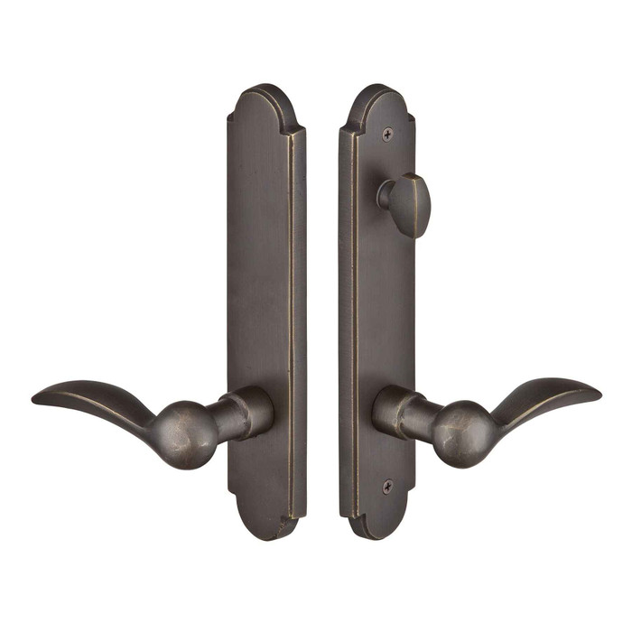 Emtek Emtek 1823 Multi Point Lock Trim (Door Config #8) - Sandcast Bronze Plates, Arched Style (2" x 10"), Non-Keyed American Style Thumbturn Inside EMTEK-1823