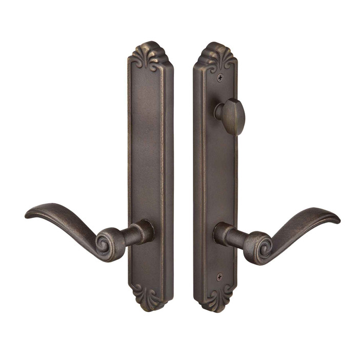 Emtek Emtek 1843 Multi Point Lock Trim (Door Config #8) - Lost Wax Cast Bronze Plates, Tuscany Style (2" x 10.5"), Non-Keyed American Style Thumbturn Inside EMTEK-1843