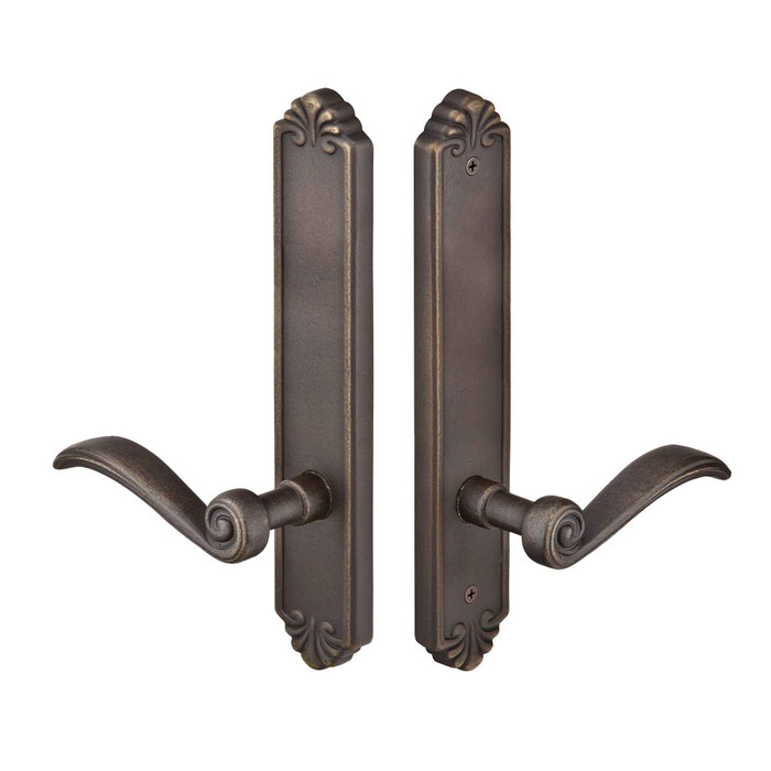 Emtek Emtek 1844 Multi Point Lock Trim (Door Config #8) - Lost Wax Cast Bronze Plates, Tuscany Style (2" x 10.5"), Non-Keyed Fixed Handle Outside, Operating Handle Inside (for Semi-Active Door) EMTEK-1844