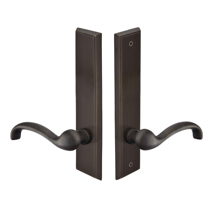 Emtek Emtek 1864 Multi Point Lock Trim (Door Config #8) - Sandcast Bronze Plates, Rectangular Style (2" x 10"), Non-Keyed Fixed Handle Outside, Operating Handle Inside (for Semi-Active Door) EMTEK-1864