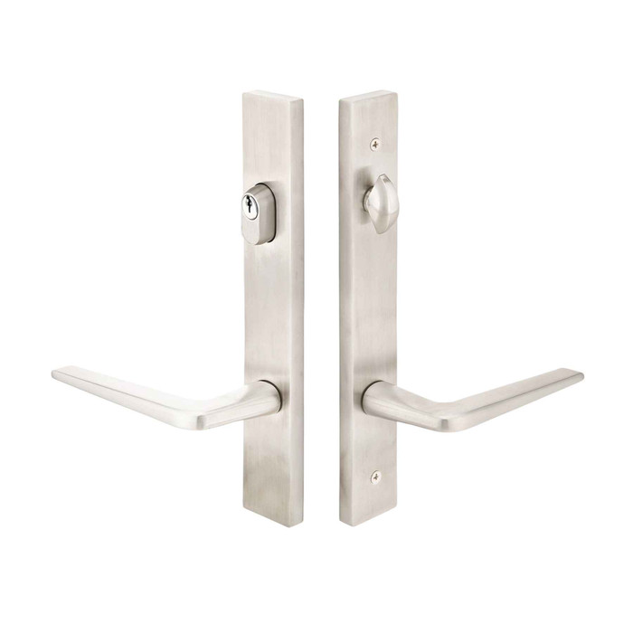 Emtek Emtek 18B1 Multi Point Lock Trim (Door Config #8) - Stainless Steel Plates, Modern Style (2" x 10"), Keyed with American Cylinder Hub ABOVE Handle EMTEK-18B1-SS