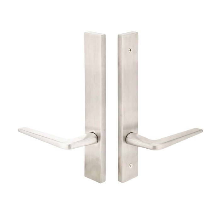 Emtek Emtek 18B4 Multi Point Lock Trim (Door Config #8) - Stainless Steel Plates, Modern Style (2" x 10"), Non-Keyed Fixed Handle Outside, Operating Handle Inside (for Semi-Active Door) EMTEK-18B4-SS