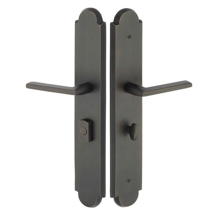 Emtek Emtek 1L1A13 Multi Point Lock Trim (Large Multi Point Entry Set) - Sandcast Bronze Plates, Arched Style (3" x 17.5"), Non-Keyed American Style Thumbturn Inside EMTEK-1L1A13