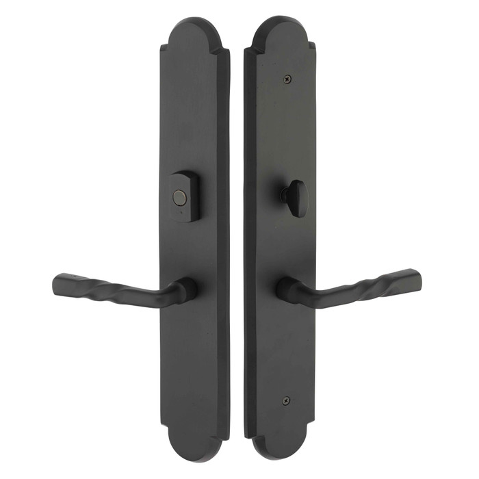 Emtek Emtek 1L1A23 Multi Point Lock Trim (Large Multi Point Entry Set) - Sandcast Bronze Plates, Arched Style (3" x 17.5"), Non-Keyed American Style Thumbturn Inside EMTEK-1L1A23